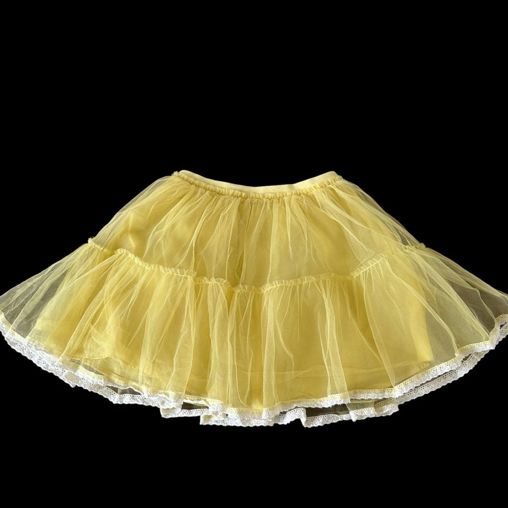Mini Boden 11-12 years Girls Yellow Tulle Tiered Pull On Skirt Easter Wedding